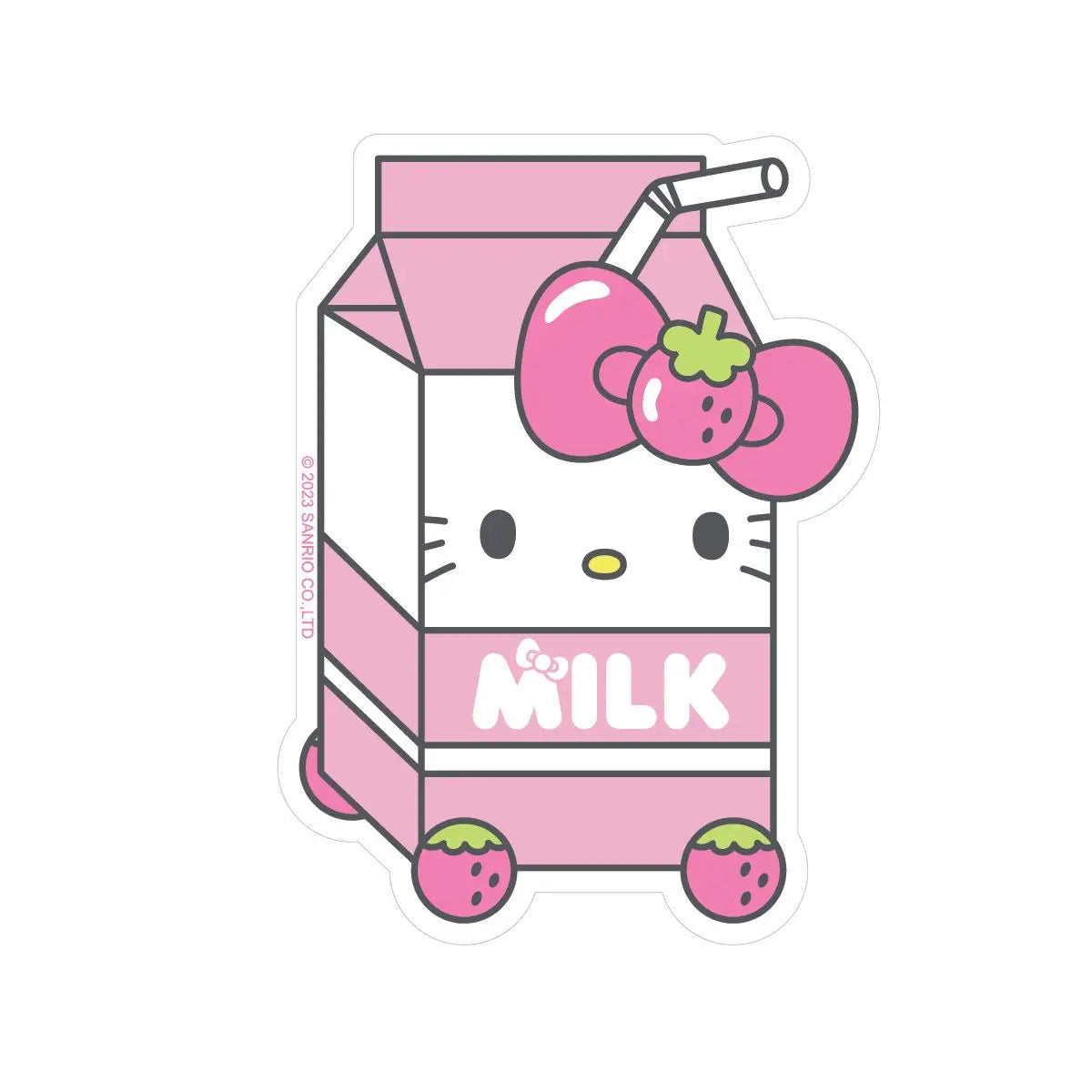 Hello Kitty Peace Strawberry Milk'', Vinyl Sticker – lucky lemon club